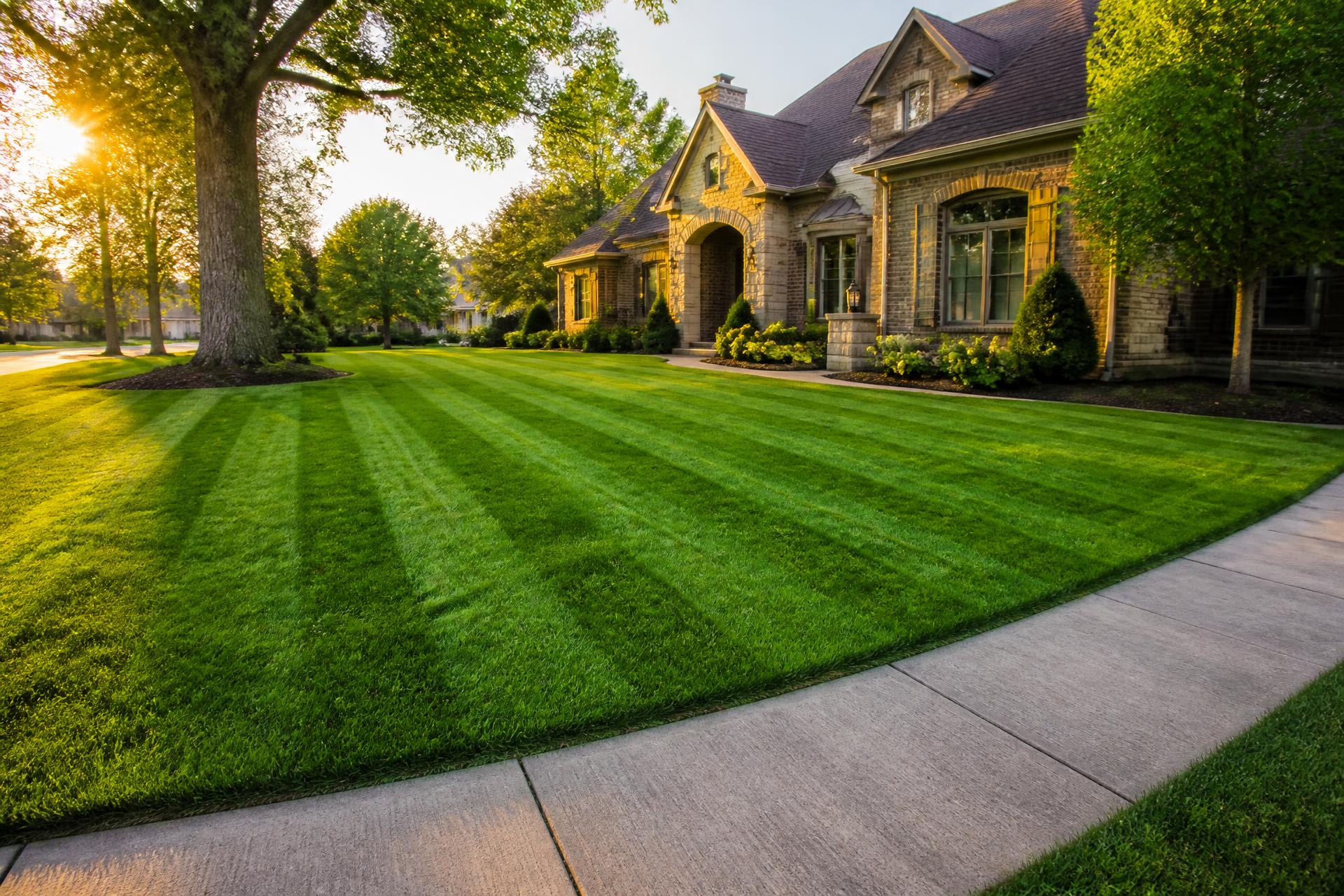 Freshly striped lawn maintained by Lawn Enforcement in O'Fallon, Illinois